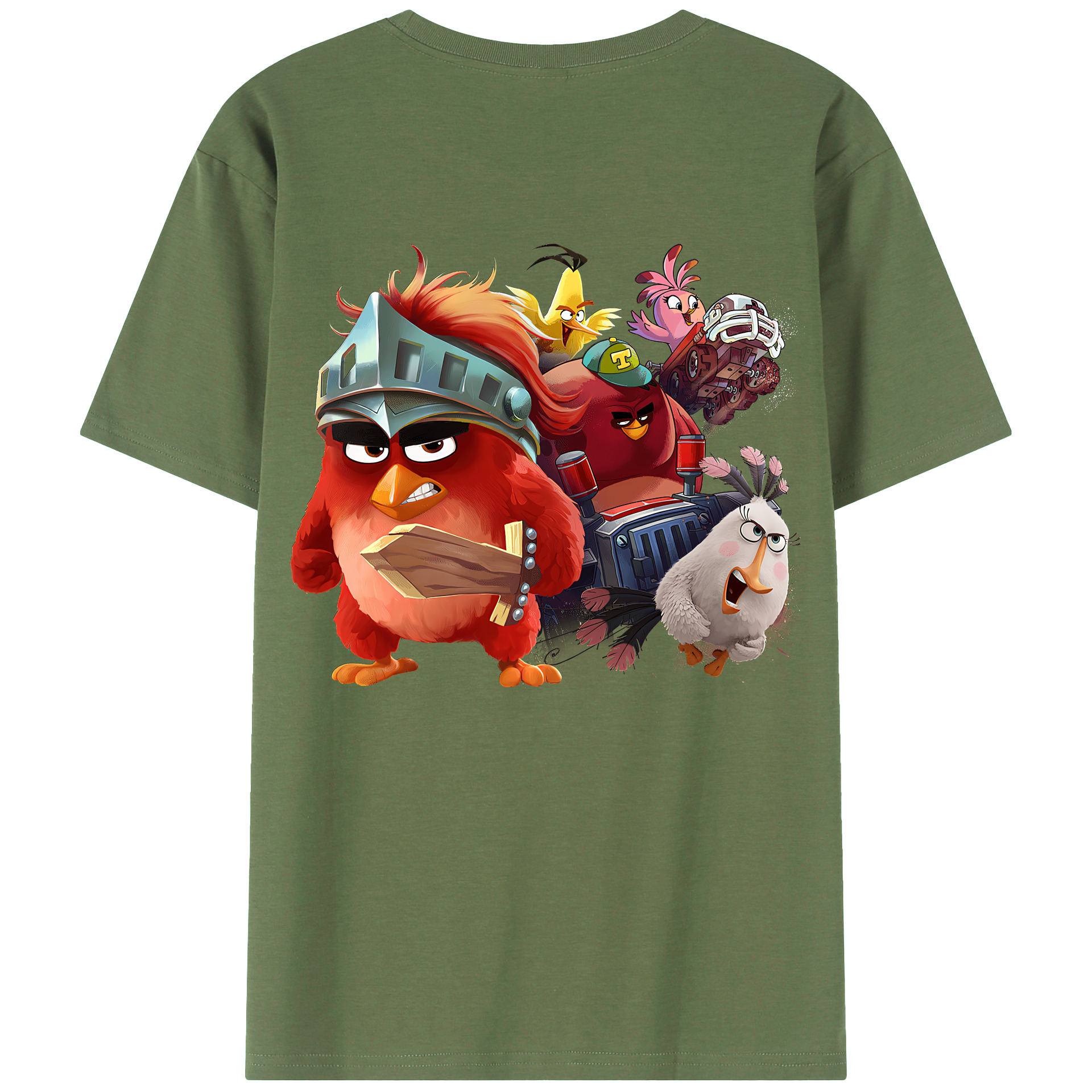 （画像用） Angry Birds アングリーバード 綿100％ メンズ半袖Tシャツ（バックプリント） 通気性